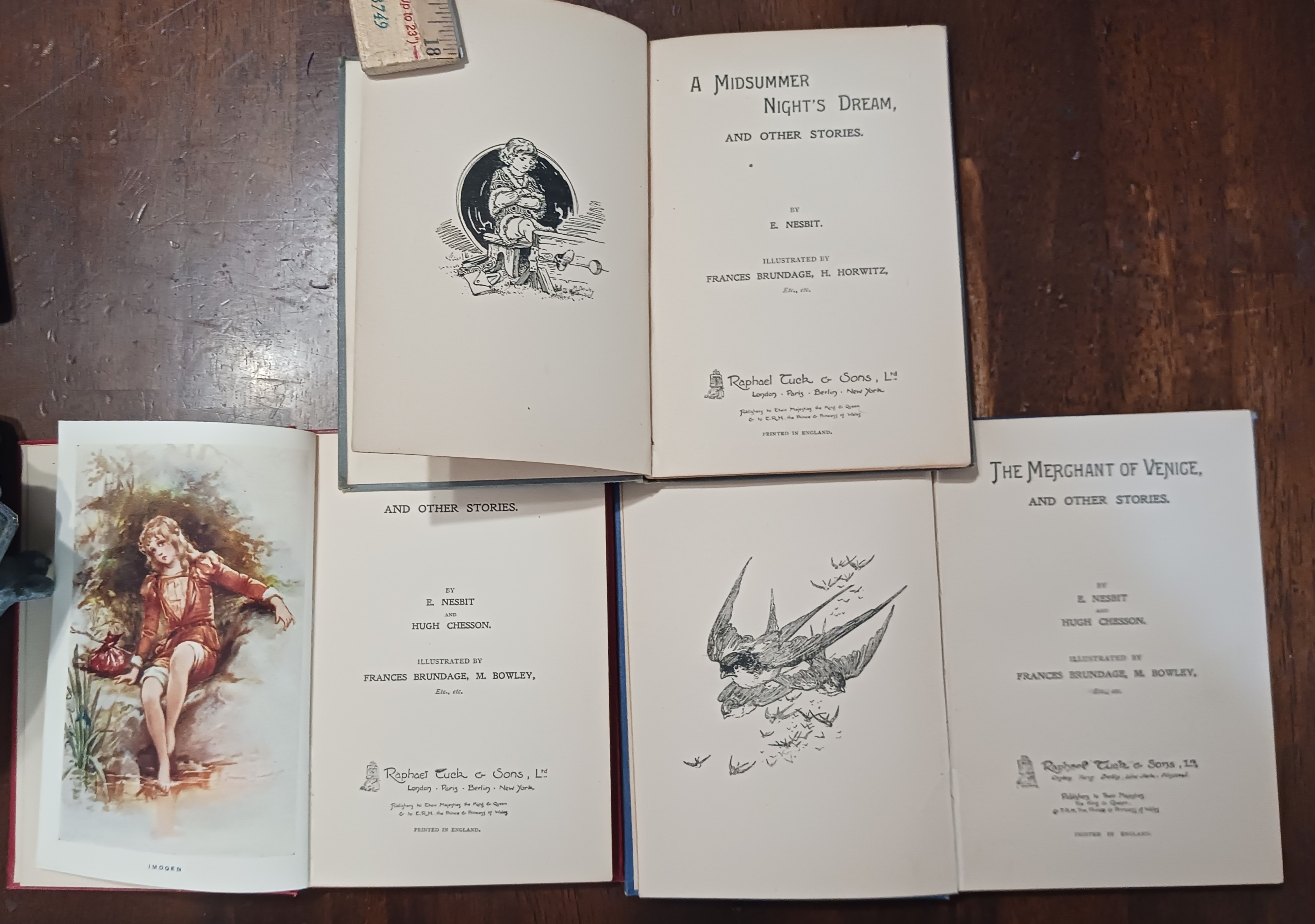 Three volumes in the Children's Stories from Shakespeare series: The Merchant of Venice and Other Stories, Cymbeline and Other Stories, A Midsummer Night's Dream and Other Stories