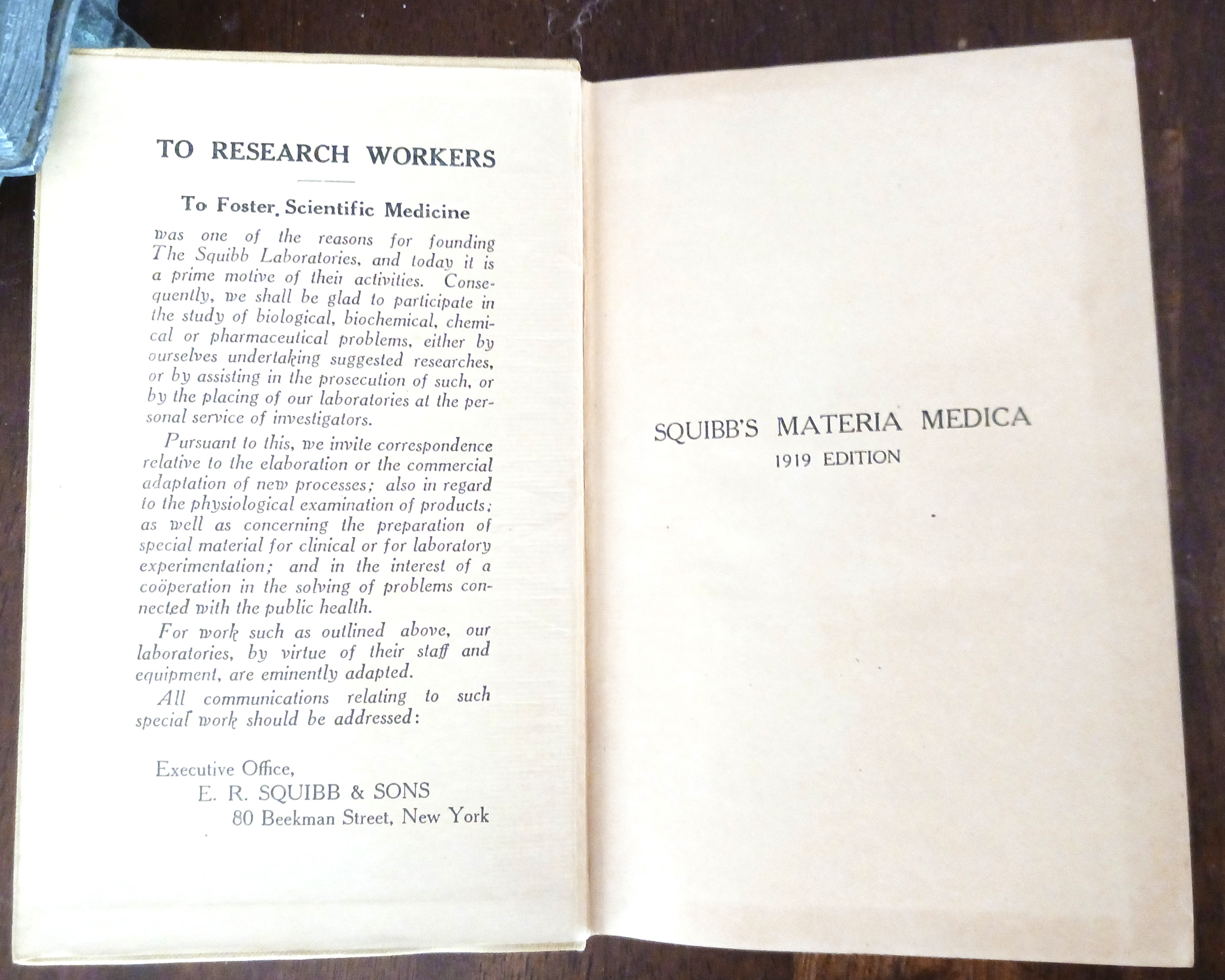 Squibb's Materia Medica for the Physician and the Surgeon-Desk Copy (1919 Edition)