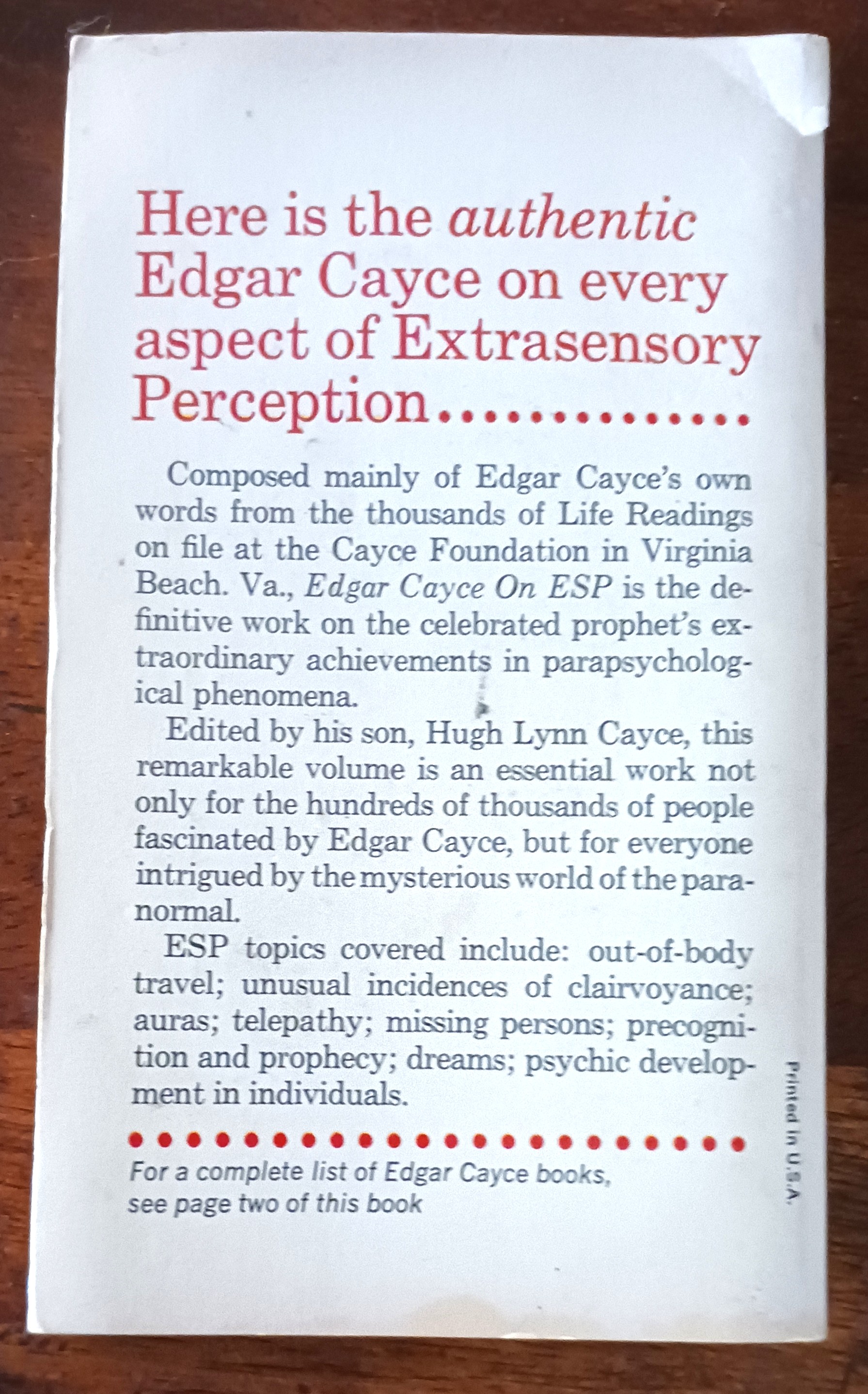 Edgar Cayce on ESP